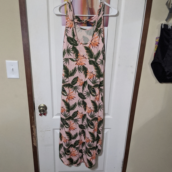 Love First Sight Pink Green Tropical Floral High Hi Low Sleeveless Maxi Dress Sm - Picture 3 of 6